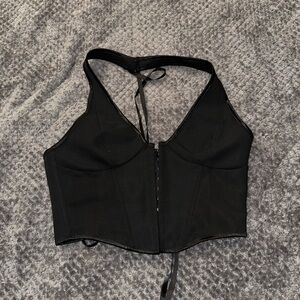 SHEIN Elegant Black Halter Crop Top